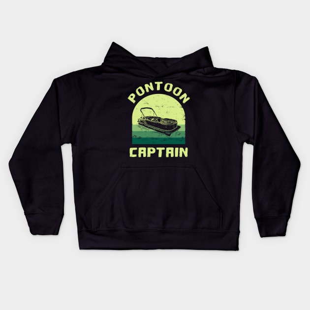 Pontoon Boat Captain Kids Hoodie by Lomitasu